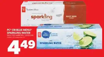 Real Canadian Superstore PC OR BLUE MENU SPARKLING WATER offer