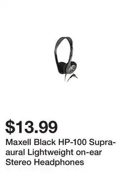 Newegg Maxell Black HP-100 Supra-aural Lightweight on-ear Stereo Headphones offer