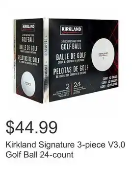 Costco Kirkland Signature 3-piece V3.0 Golf Ball 24-count offer