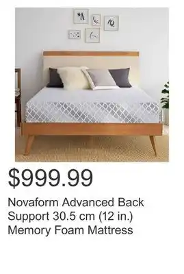 Costco Novaform Advanced Back Support 30.5 cm (12 in.) Memory Foam Mattress offer