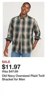 Old Navy Old Navy Oversized Plaid Twill Shacket for Men offer