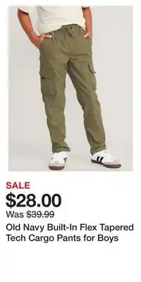 Old Navy Old Navy Built-In Flex Tapered Tech Cargo Pants for Boys offer