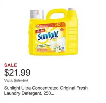 Costco Sunlight Ultra Concentrated Original Fresh Laundry Detergent, 250 Loads offer