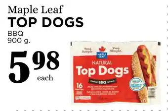 Pemberton Valley Supermarket Maple Leaf TOP DOGS BBQ 900g offer