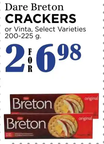 Dare Breton CRACKERS or Vinta, Select Varieties 200-225g
