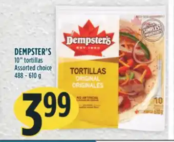 Marché Adonis DEMPSTER'S 10 tortillas offer