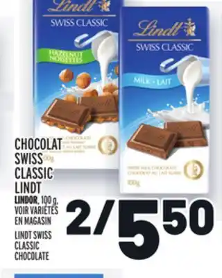Metro CHOCOLAT SWISS CLASSIC LINDT | LINDT SWISS CLASSIC CHOCOLATE offer