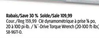 Canadian Tire Stanley 3⁄8-Drive Torque Wrench (20-100 ft-lbs) offer