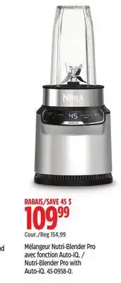 Canadian Tire Ninja Nutri-Blender Pro with Auto-iQ offer