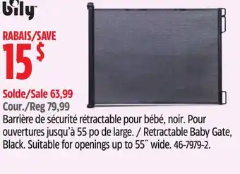 Canadian Tire Bily Retractable Baby Gate, Black offer