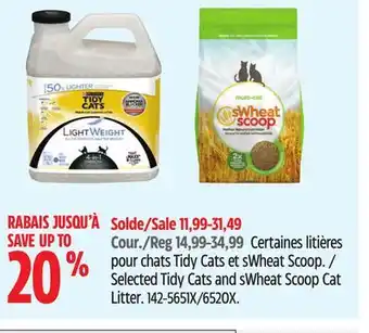 Canadian Tire Selected Tidy Cats and sWheat Scoop Cat Litter offer
