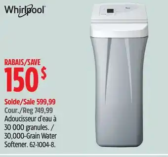 Canadian Tire Whirlpool 30,000-Grain Water Softener offer