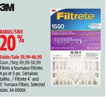 Canadian Tire 3M Filtrete 4˝ and 5˝ Furnace Filters offer