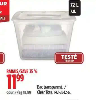 Canadian Tire Type A Clear Tote offer