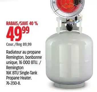 Canadian Tire Remington 16K BTU Single-Tank Propane Heater offer