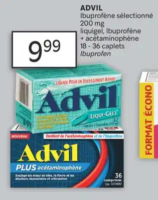 Brunet ADVIL Ibuprofène sélectionné 200 mg liquigel, Ibuprofène + acétaminophène offer