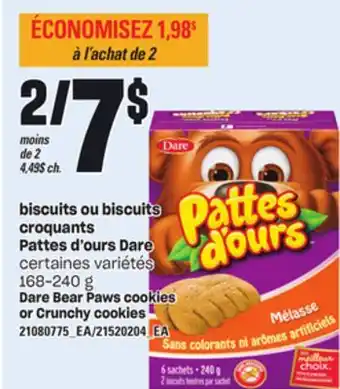 Provigo BISCUITS OU BISCUITS CROQUANTS PATTES D'OURS DARE, 168-240 g offer