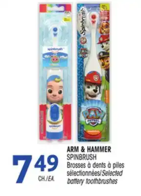 Uniprix ARM & HAMMER SPINBRUSH Brosses à dents à piles Sélectionnées / Selected battery toothbrushes offer