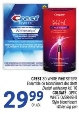 Uniprix CREST 3D WHITE WHITESTRIPS Ensemble de blanchiment des dents/Dental whitening kit, COLGATE OPTIC WHITE OVERNIGHT Stylo blanch offer