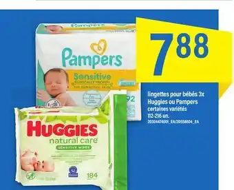 Maxi LINGETTES POUR BÉBÉS 3X HUGGIES OU PAMPERS, 112-216 un offer