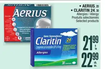Jean Coutu AERIUS, CLARITIN 24 Selected Allergy products offer