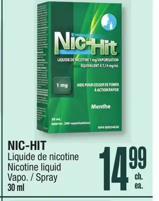 Jean Coutu NIC-HIT Nicotine liquid Spray offer