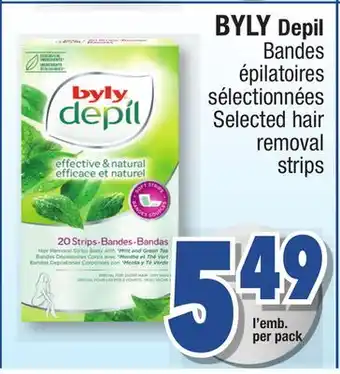 Jean Coutu BYLY Depil Selected hair removal strips offer