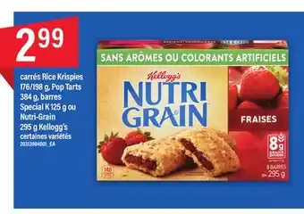 Maxi CARRÉS RICE KRISPIES 176/198 G, POP TARTS 384 G, BARRES SPECIAL K 125 G OU NUTRI-GRAIN 295 G KELLOGG'S offer