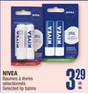 Jean Coutu NIVEA Selected lip balms offer