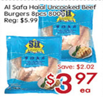 Sunny Food Mart Al Safa Halal Uncooked Beef Burgers offer