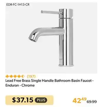 Lead Free Brass Single Handle Bathroom Basin Faucet - Enduran - Chrome