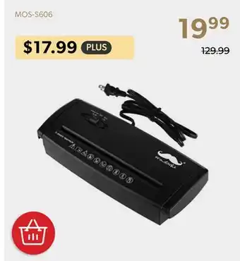 Shopper+ Portable Paper Shredder, 5-Sheet Strip Cut Shredder with Extendable Arm, Without Basket - Moustache offer