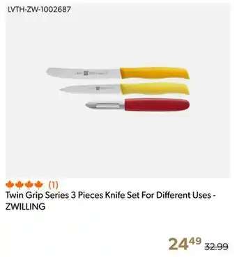 Shopper+ Twin Grip Series 3 Pieces Knife Set For Different Uses - ZWILLING offer