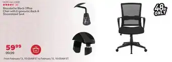 Shopper+ Moustache Black Office Chair with Ergonomic Back & Streamlined Seat offer