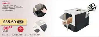 Shopper+ Top-Entry Litter Box, Foldable Large Cat Litter Box With Lid & Scoop - LIVINGbasics offer