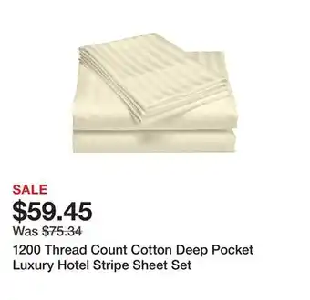 1200 Thread Count Cotton Deep Pocket Luxury Hotel Stripe Sheet Set