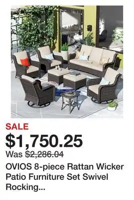 Bed Bath & Beyond OVIOS 8-piece Rattan Wicker Patio Furniture Set Swivel Rocking Chair Set offer