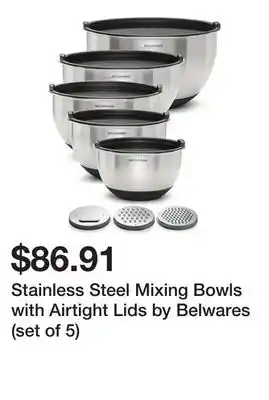 Bed Bath & Beyond Stainless Steel Mixing Bowls with Airtight Lids by Belwares (set of 5) offer