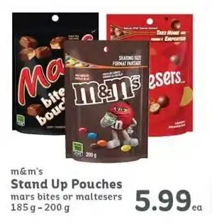 m&m's Stand Up Pouches mars bites or maltesers 185g-200g