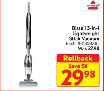 Walmart Bissell 3-in-1 Lightweight Stick Vacuum offer