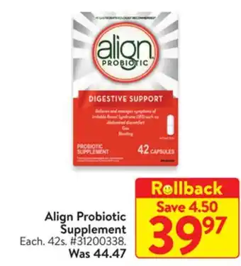 Walmart Align Probiotic Supplement offer