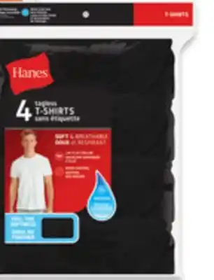Walmart Men's Hanes Tagless T-Shirts 4-Pack offer