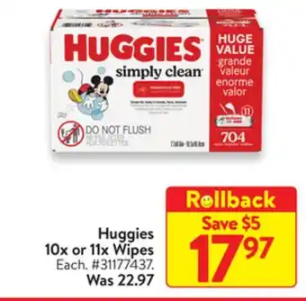 Walmart Huggies 10x or 11x Wipes offer