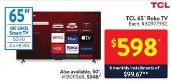 Walmart TCL 65 Roku TV offer