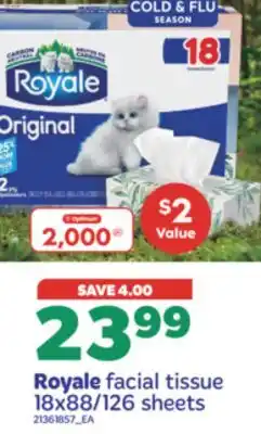 Real Canadian Superstore ROYALE FACIAL TISSUE, 18x88/126 sheets offer