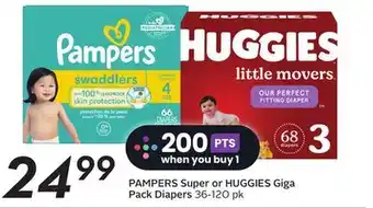 Sobeys PAMPERS Super or HUGGIES Giga Pack Diapers offer
