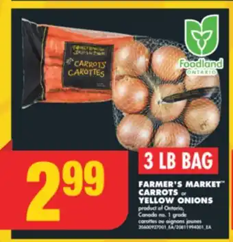 No Frills FARMER'S MARKET CARROTS or YELLOW ONIONS, 3 LB BAG offer