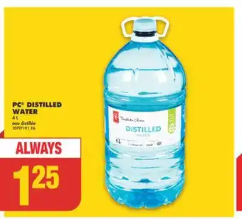 No Frills PC DISTILLED WATER, 4 L offer