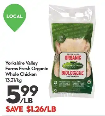 Longo's Yorkshire Valley Farms Fresh Organic Whole Chicken offer