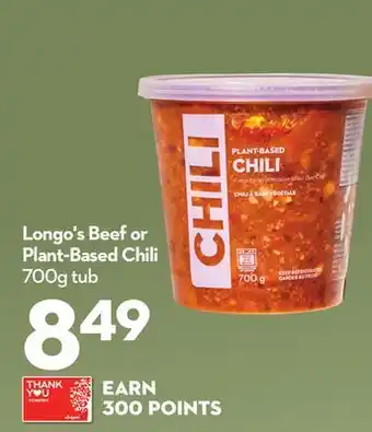 Longo's Longo's Beef or Plant-Based Chili offer